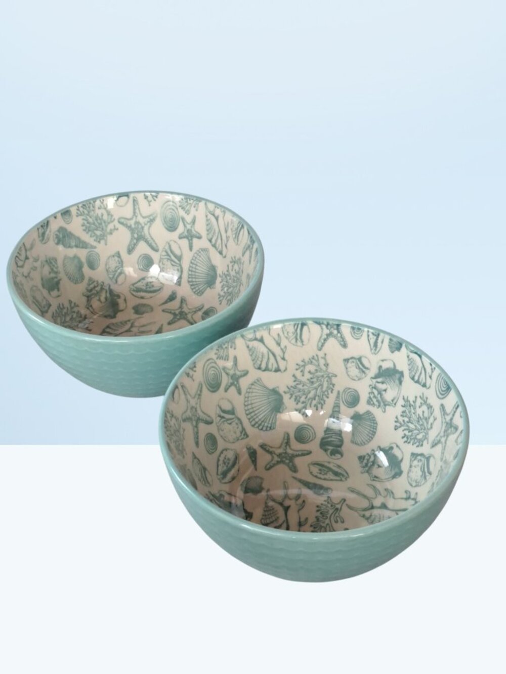 2 Pfaltzgraff Venice Soup Cereal Bowls 6" Wide x 3" Tall, Seashells, Ocean Beach - Picture 3 of 16